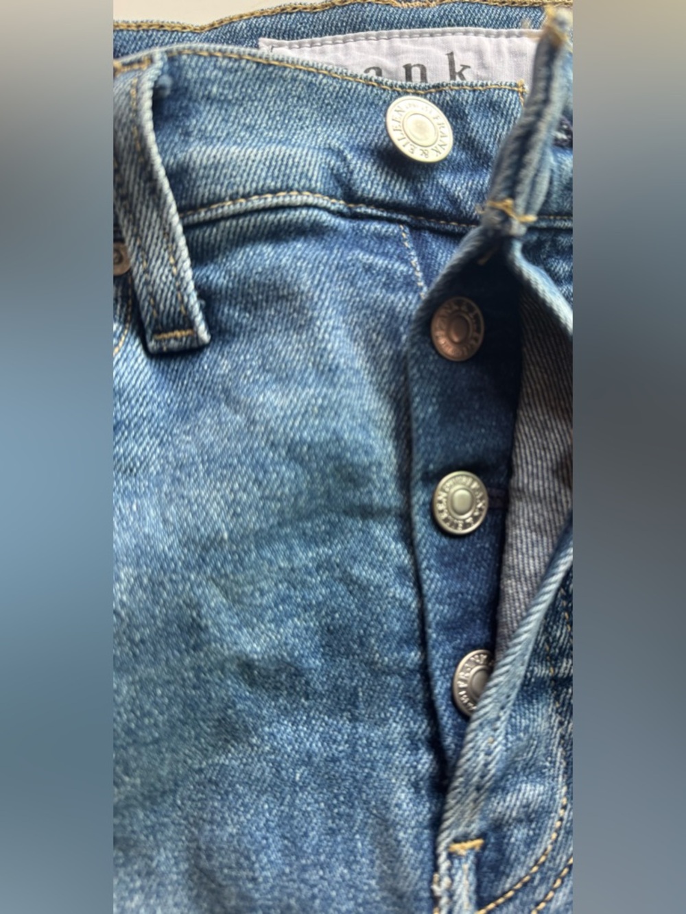 Frank & Eileen High Rise “Cork” Jeans Straight Leg Raw Hem Medium Wash Size 27 - Picture 7 of 12